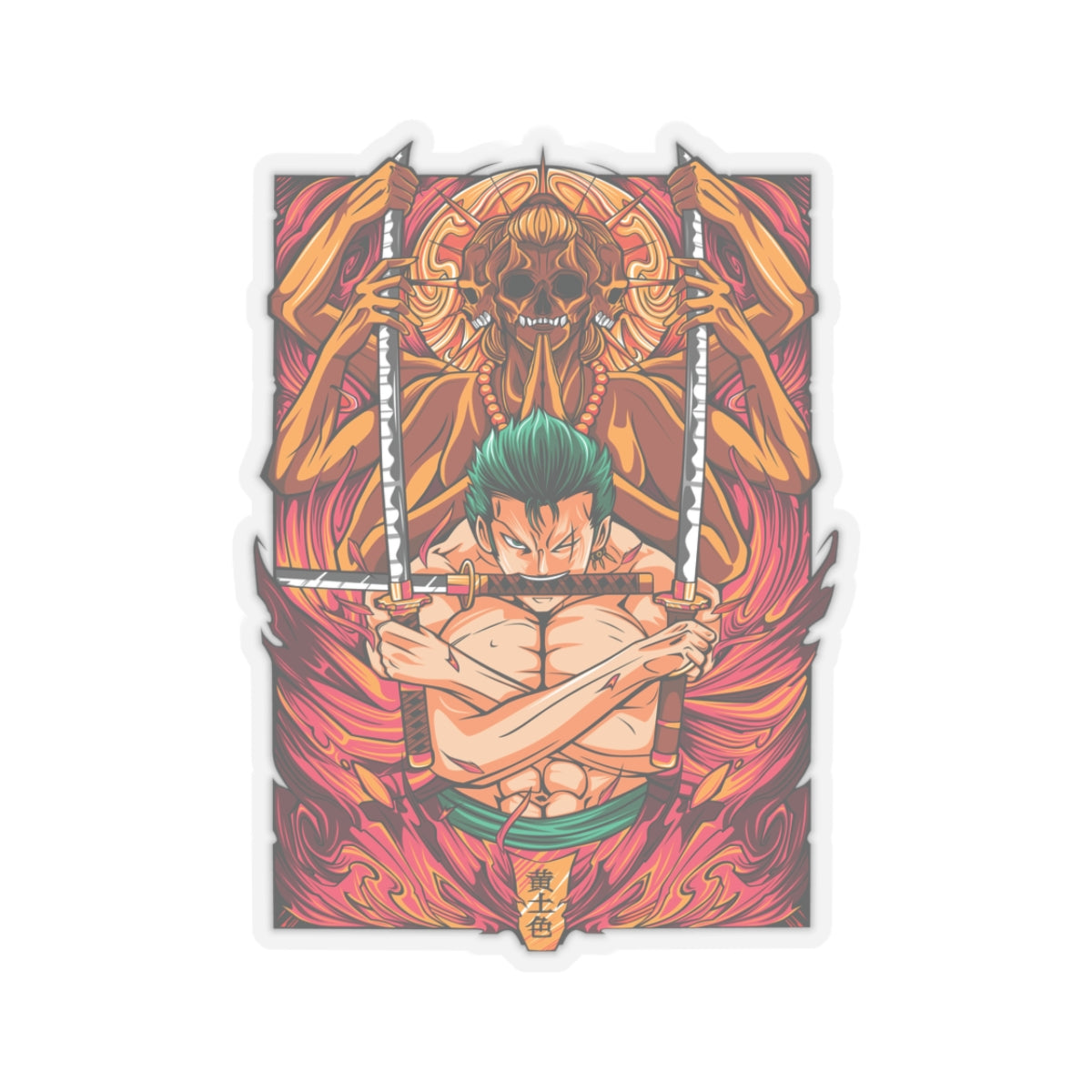 Roronoa Zoro Asura One Piece Kiss-Cut Sticker – Unleashing Three-Sword Style Fury