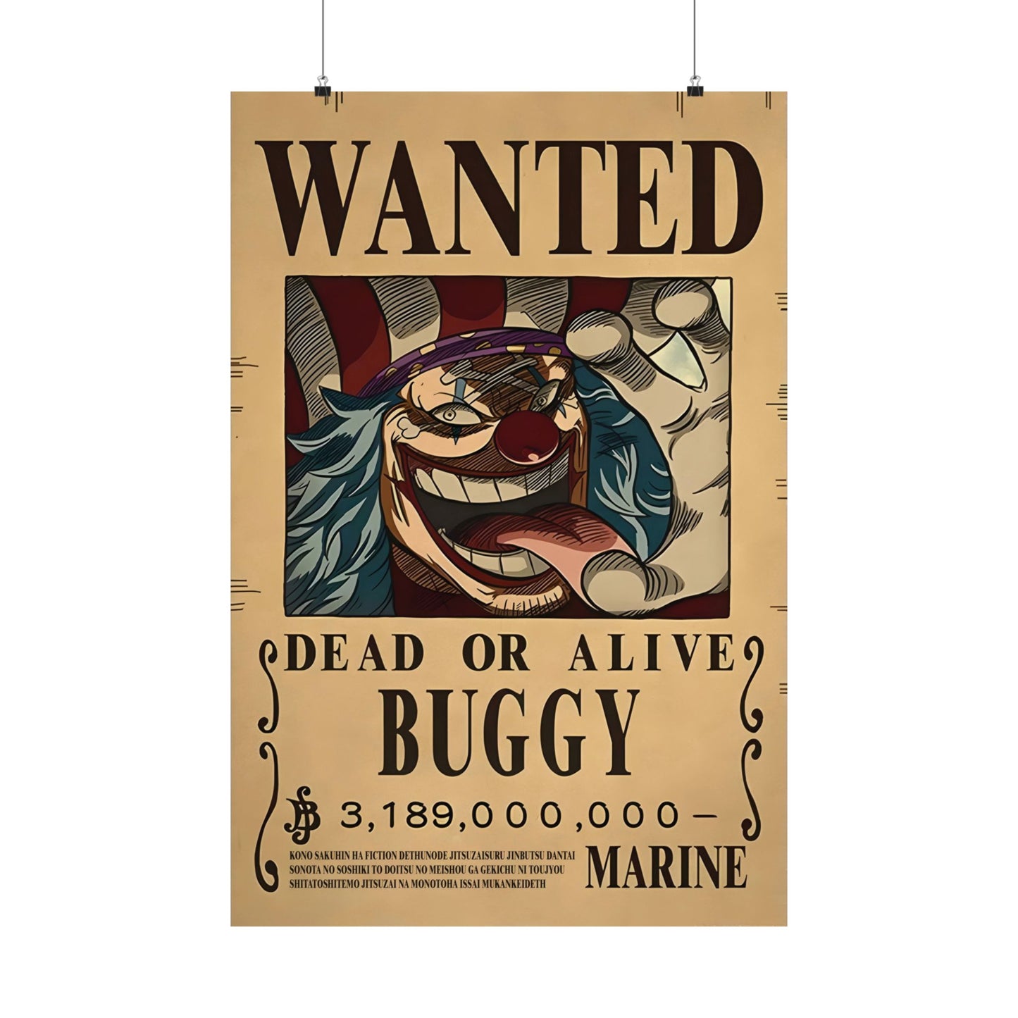 One Piece Buggy the Clown Wanted Poster - Premium Matte Art Print