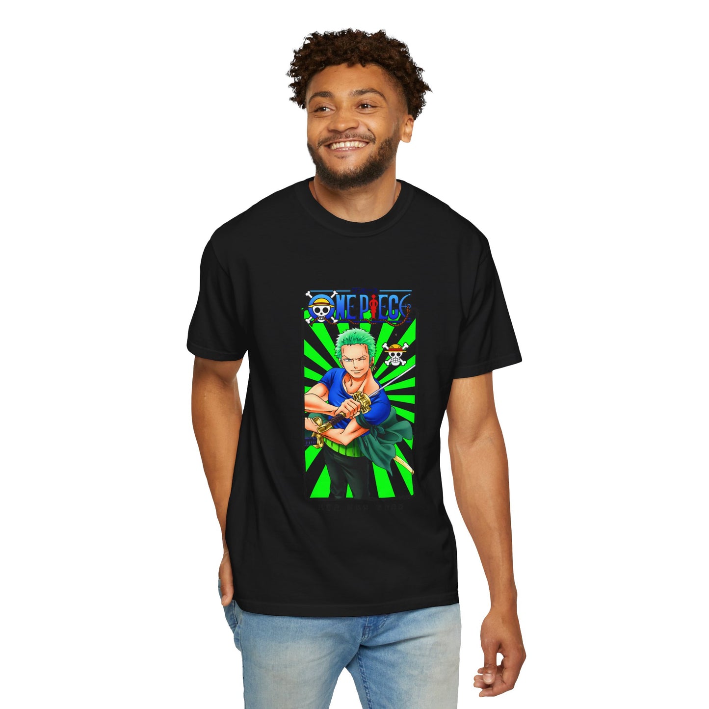 Garment-Dyed Roronoa Zoro T-Shirt – One Piece Three-Sword Style Power