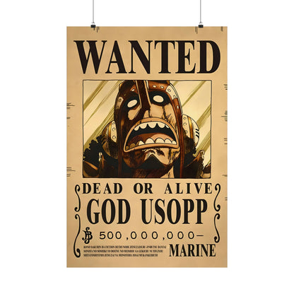 One Piece God Usopp Wanted Poster - Premium Matte Art Print