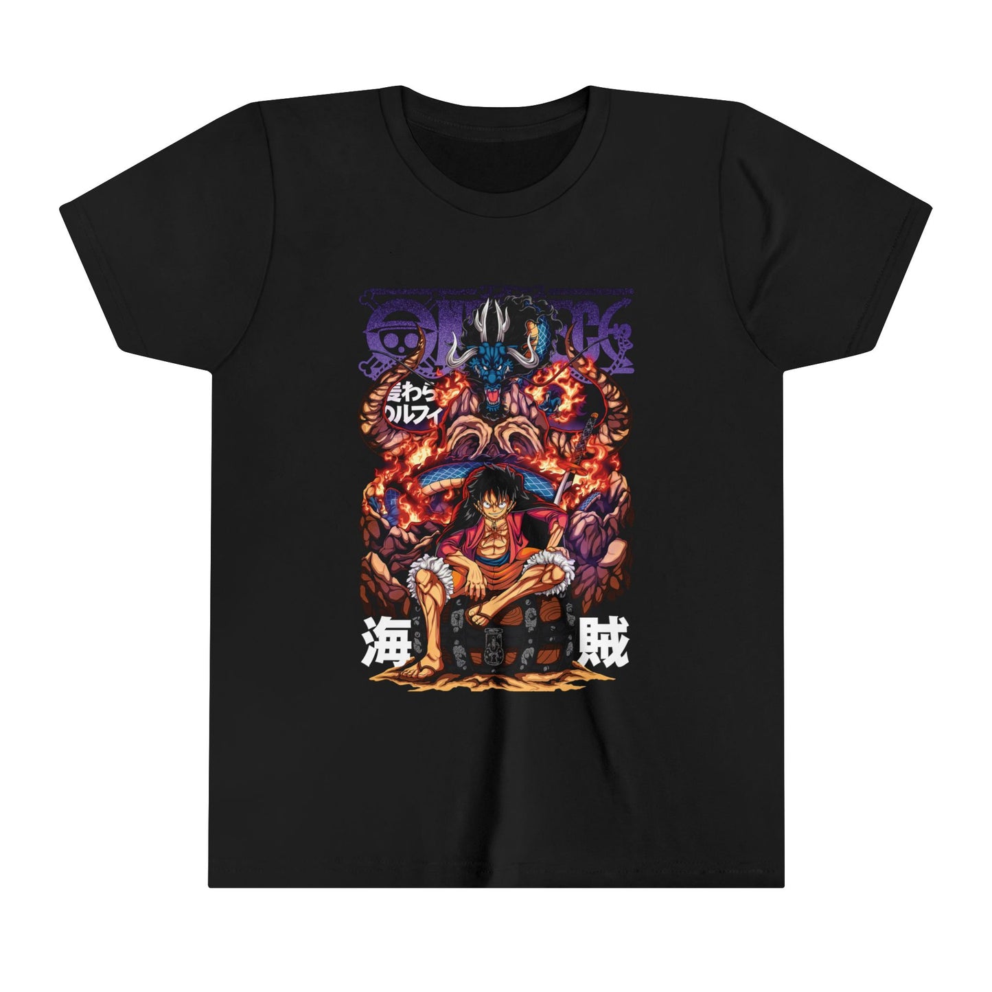 Luffy’s Flame Power Kids Tee – One Piece Anime T-Shirt for Kids