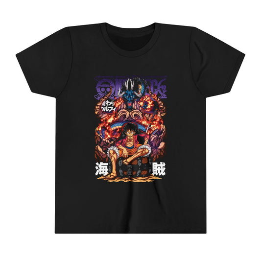 Luffy’s Flame Power Kids Tee – One Piece Anime T-Shirt for Kids