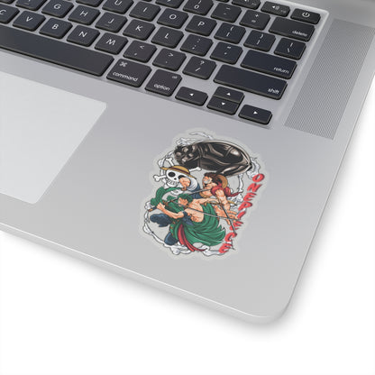 Luffy and Zoro Action Kiss-Cut Sticker – One Piece Dynamic Duo