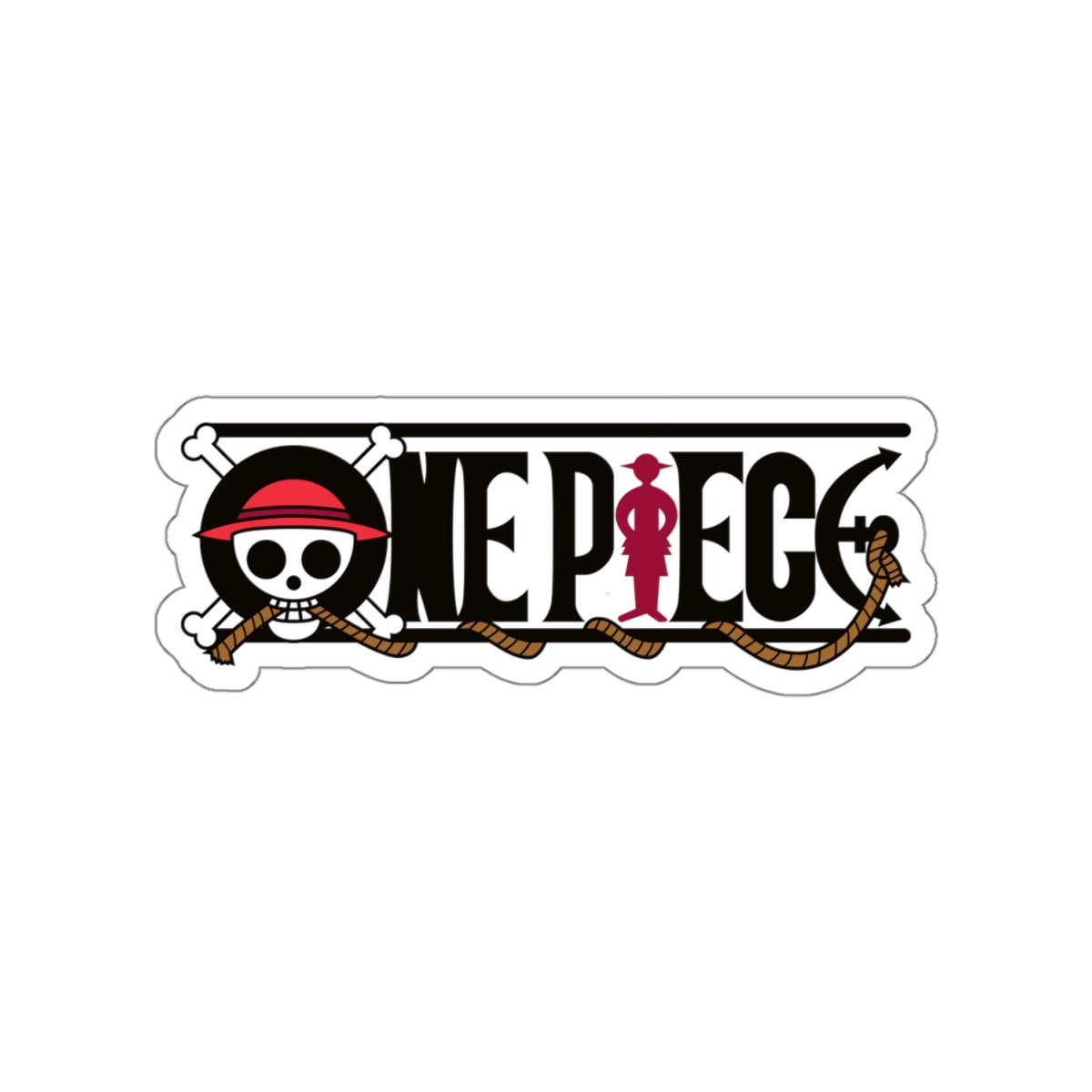 One Piece Logo Kiss-Cut Sticker – Black and Red Pirate Design