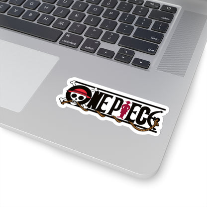 One Piece Logo Kiss-Cut Sticker – Black and Red Pirate Design