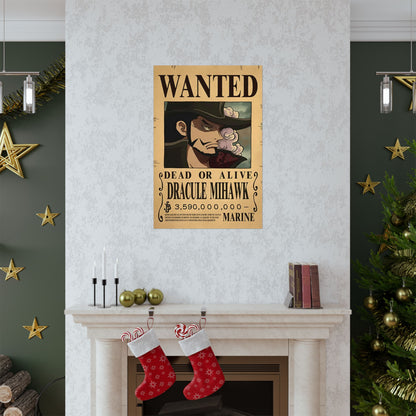 One Piece Dracule Mihawk Wanted Poster - Premium Matte Art Print