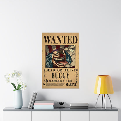 One Piece Buggy the Clown Wanted Poster - Premium Matte Art Print