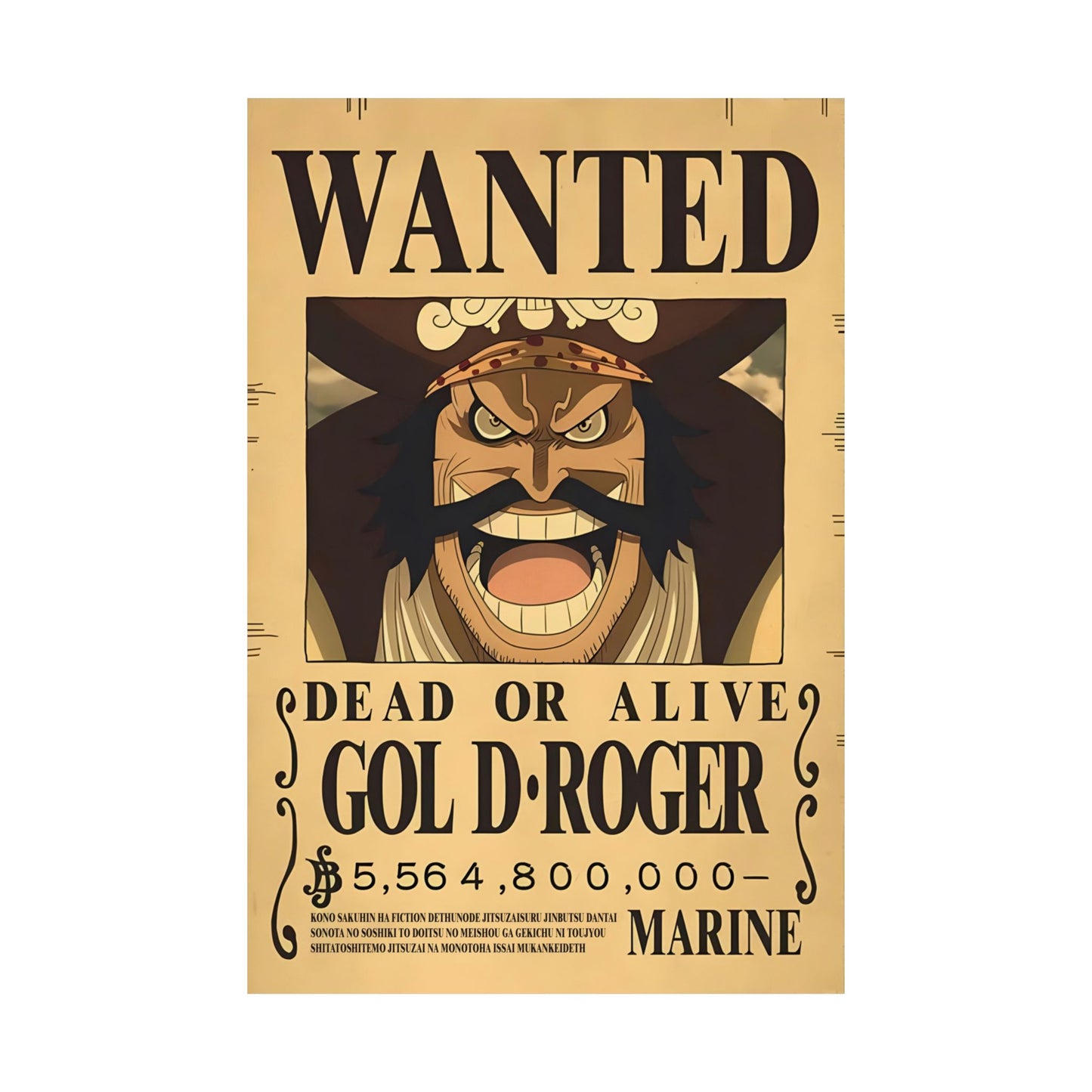 One Piece Gol D. Roger Wanted Poster - Premium Matte Art Print