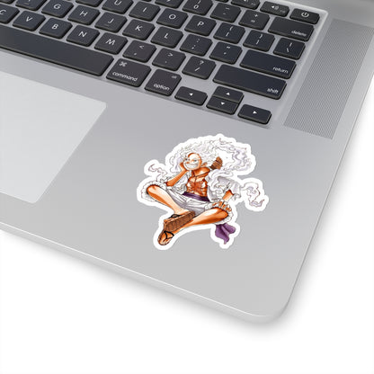 Monkey D. Luffy Gear 5 Mode Kiss-Cut Sticker – Iconic Sitting Pose