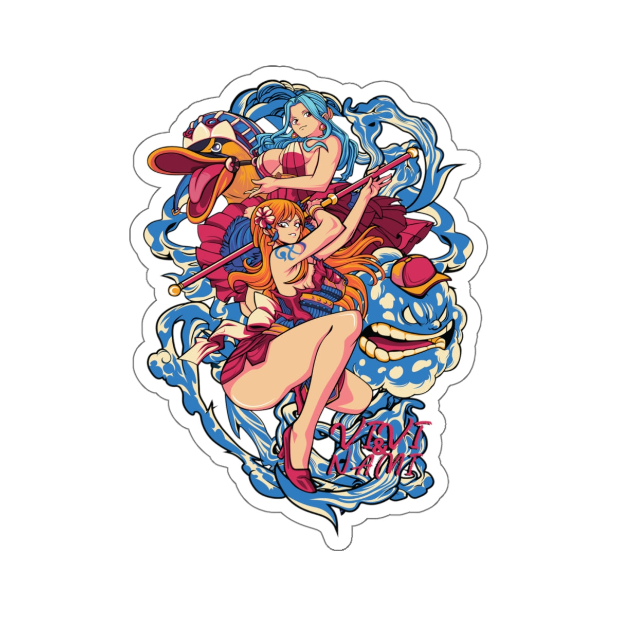 Nami & Vivi One Piece Kiss-Cut Sticker – The Dynamic Duo of Elegance and Strength