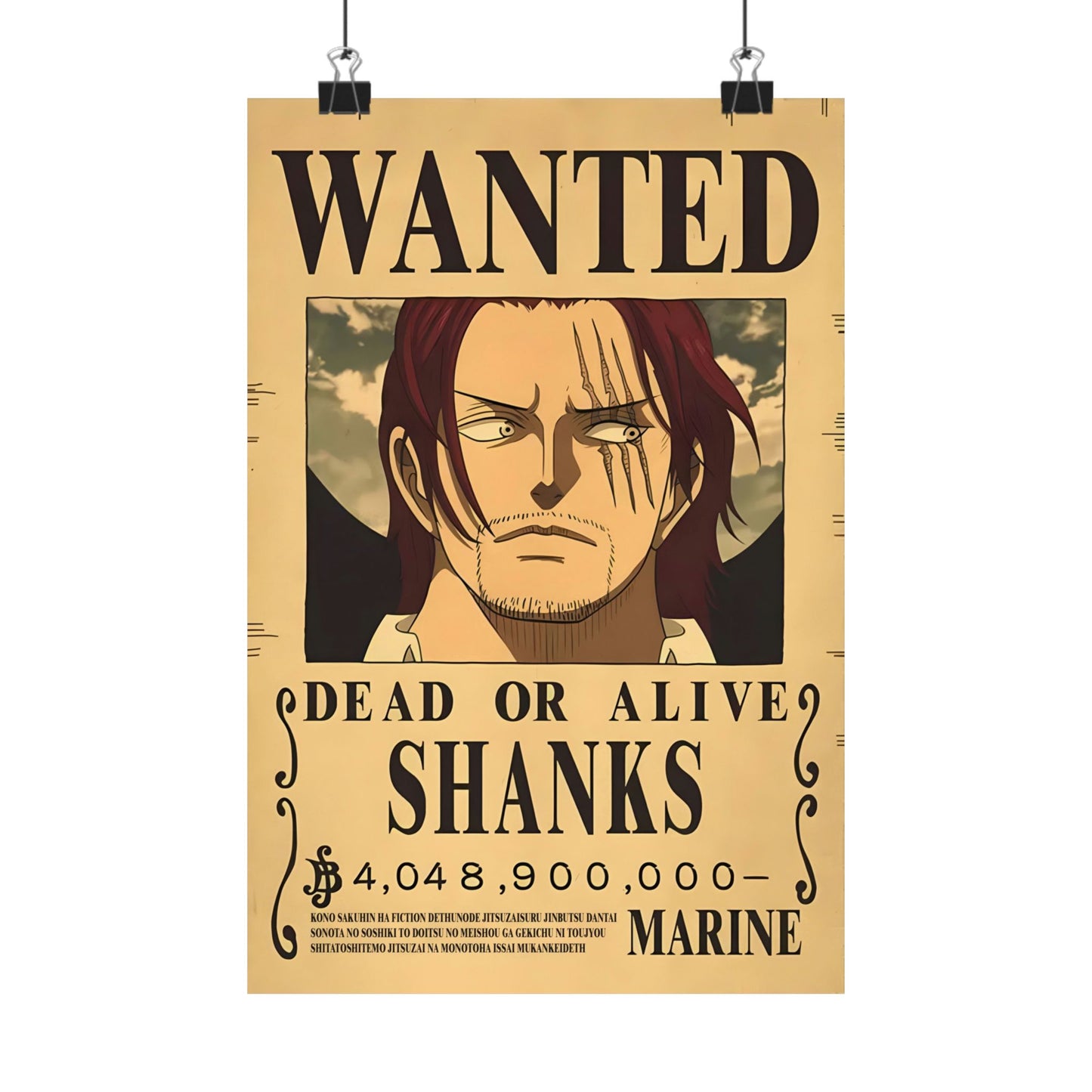 One Piece Shanks Wanted Poster - Premium Matte Art Print