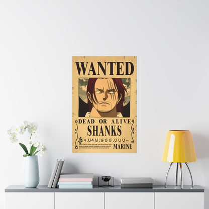 One Piece Shanks Wanted Poster - Premium Matte Art Print