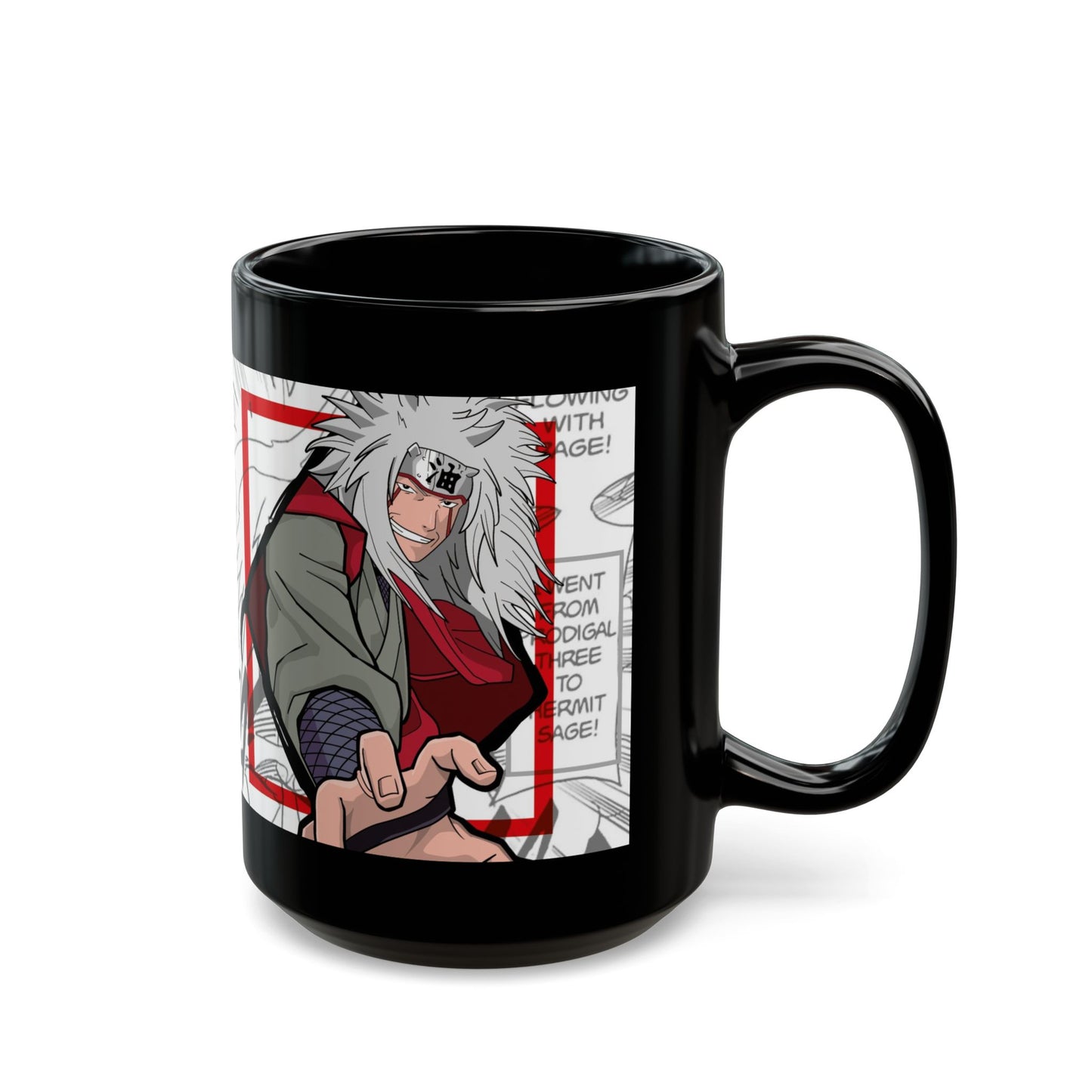 Ero-Sennin Jiraiya Black Ceramic Mug - Naruto Inspired Gift