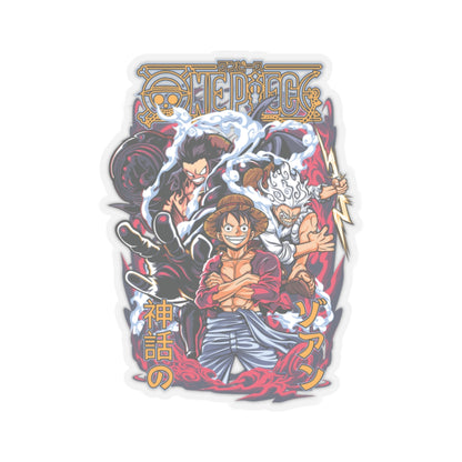 Luffy One Piece Kiss-Cut Sticker – Base Form, Gear 4, and Gear 5 Evolution