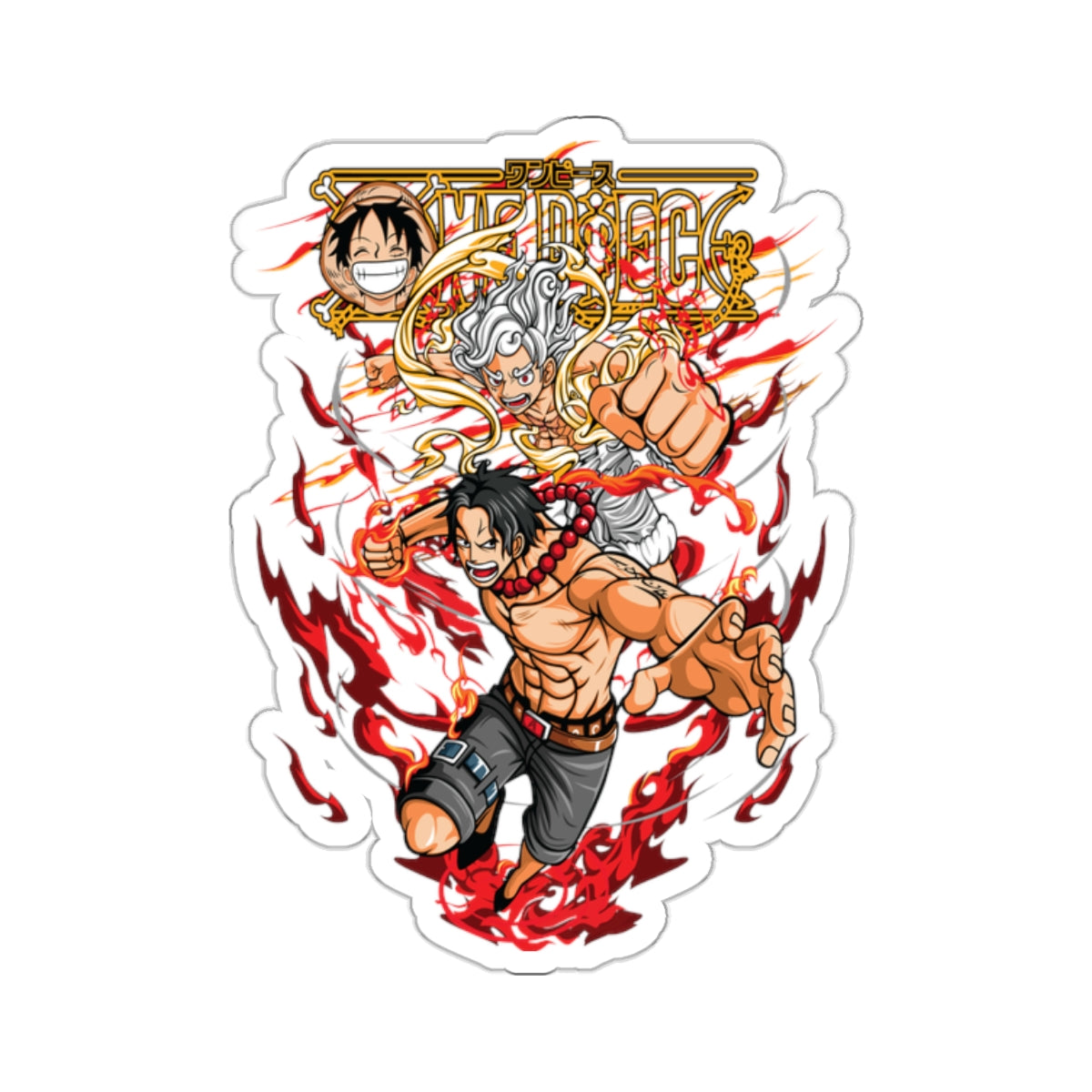 Ace and Luffy One Piece Kiss-Cut Sticker - Fire Fist Action