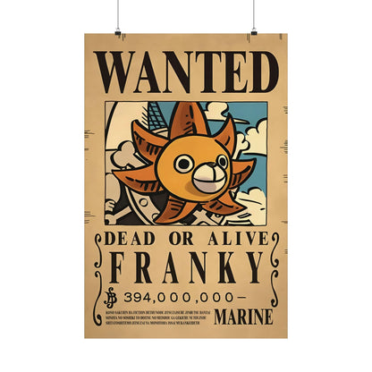 One Piece Franky Wanted Poster - Premium Matte Art Print