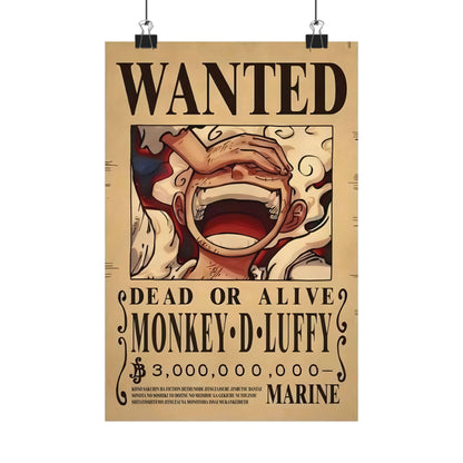 One Piece Monkey D. Luffy Wanted Poster - Premium Matte Art Print