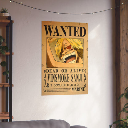 One Piece Vinsmoke Sanji Wanted Poster - Premium Matte Art Print