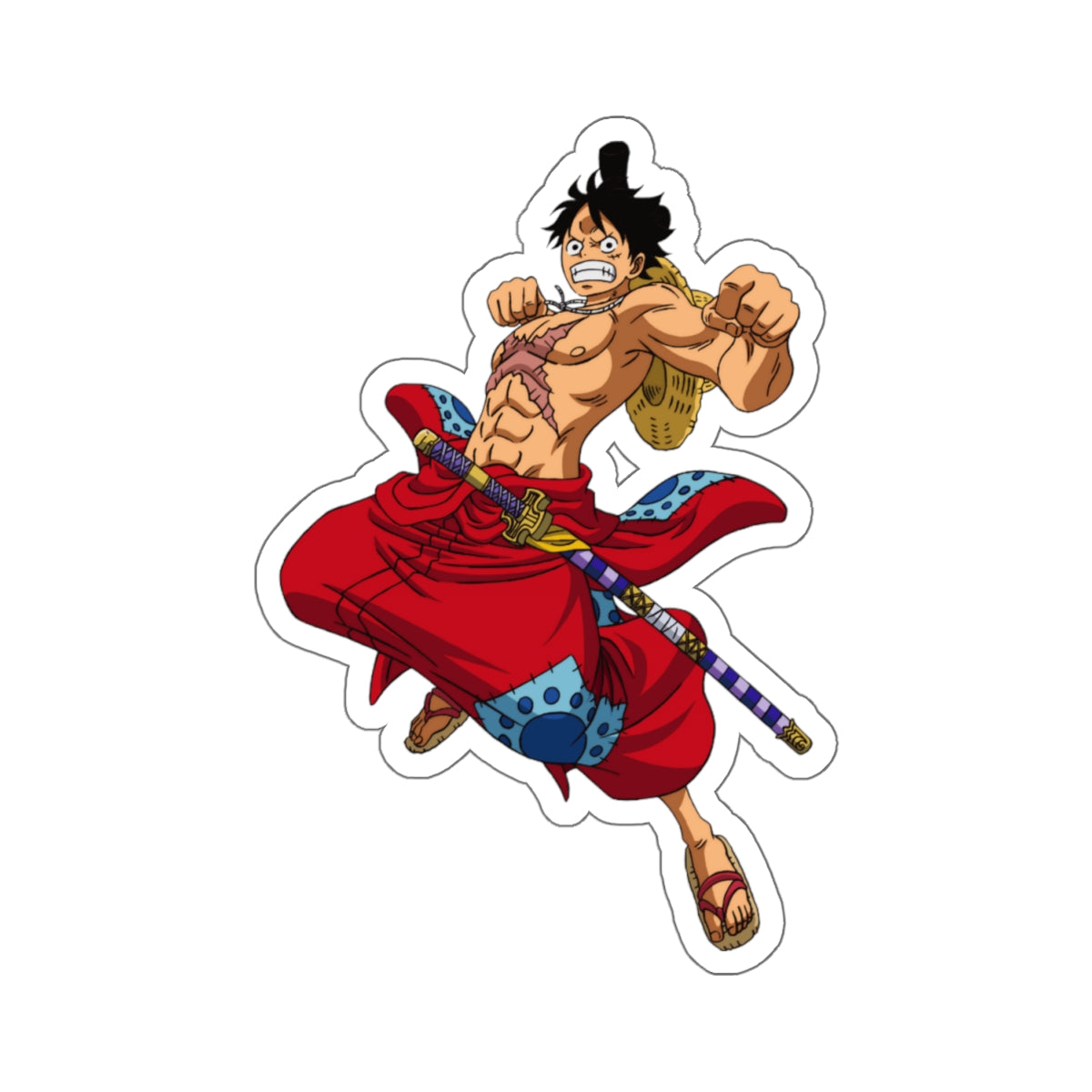 Monkey D. Luffy Wano Style Kiss-Cut Sticker – Samurai Determination