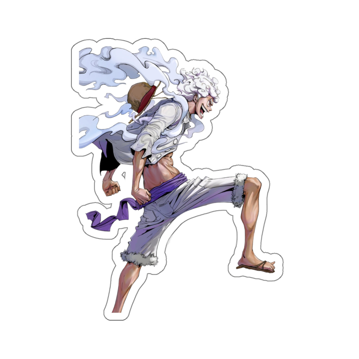 Gear 5 Luffy Kick Pose Kiss-Cut Sticker – Embody the Spirit of Freedom