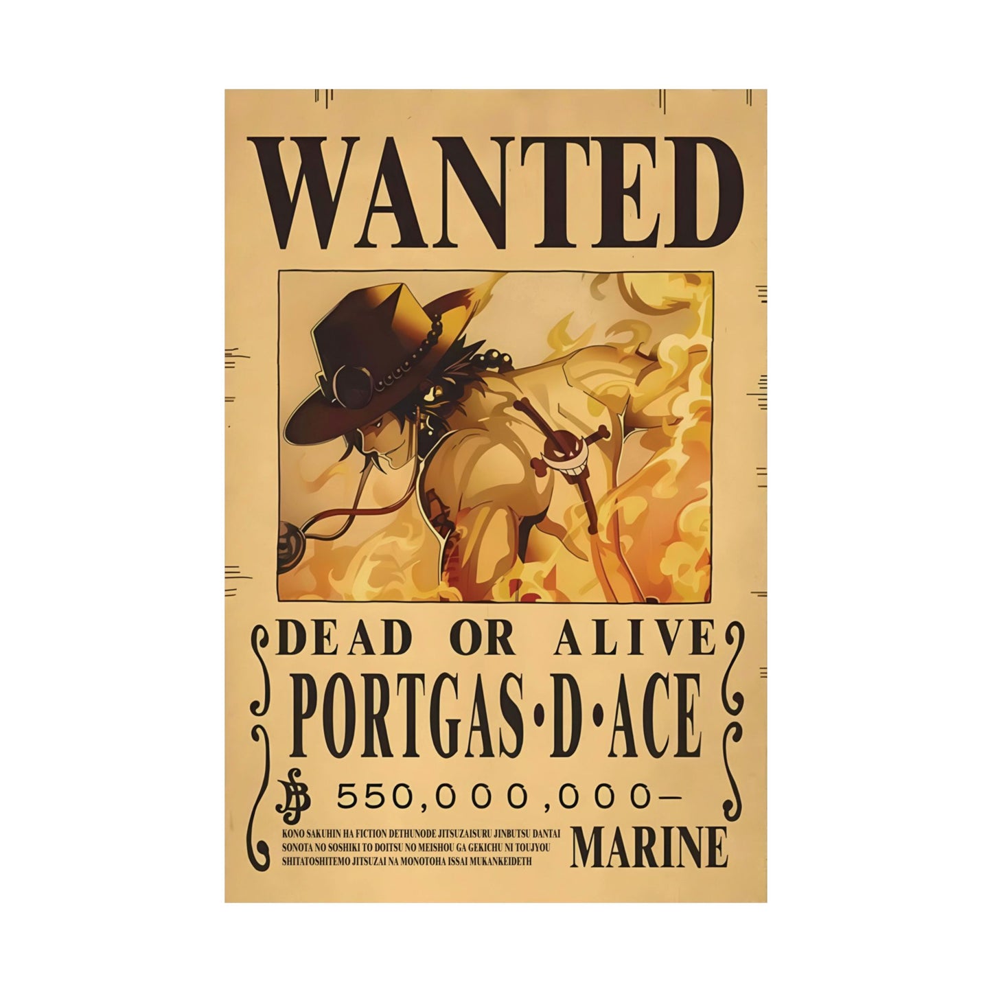 One Piece Portgas D. Ace Wanted Poster - Premium Matte Art Print