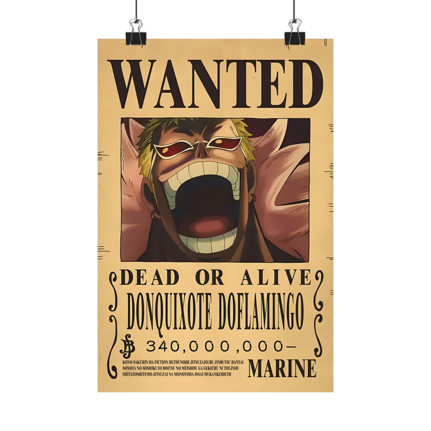 One Piece Donquixote Doflamingo Wanted Poster - Premium Matte Art Print