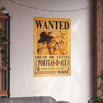 One Piece Portgas D. Ace Wanted Poster - Premium Matte Art Print