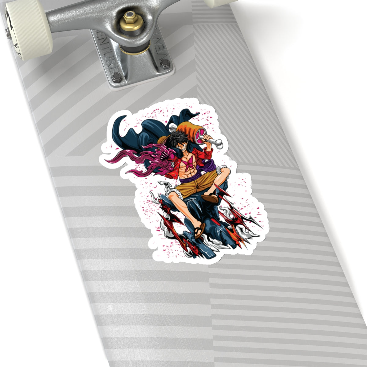 Luffy with Supreme Flame and Mace Kiss-Cut Sticker