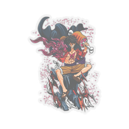 Luffy with Supreme Flame and Mace Kiss-Cut Sticker