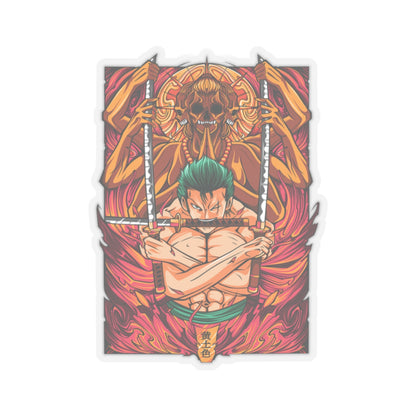 Roronoa Zoro Asura One Piece Kiss-Cut Sticker – Unleashing Three-Sword Style Fury