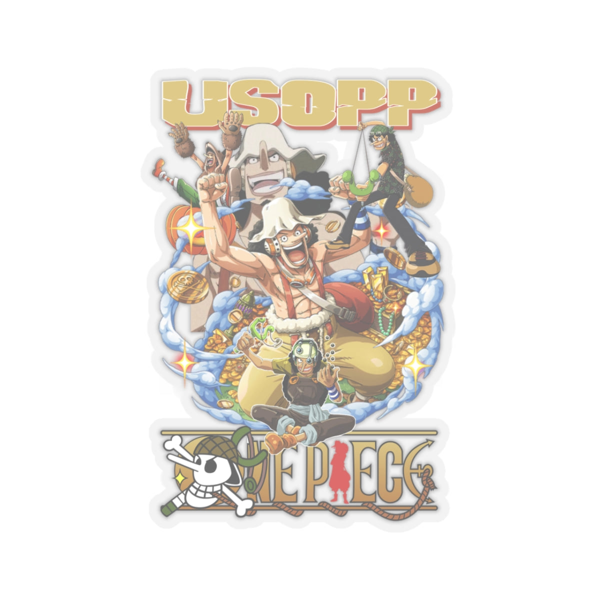 Usopp’s Legendary Collage Sticker – The Sniper King’s Greatest Hits!