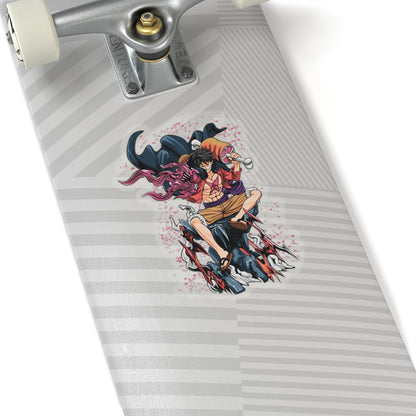 Luffy with Supreme Flame and Mace Kiss-Cut Sticker