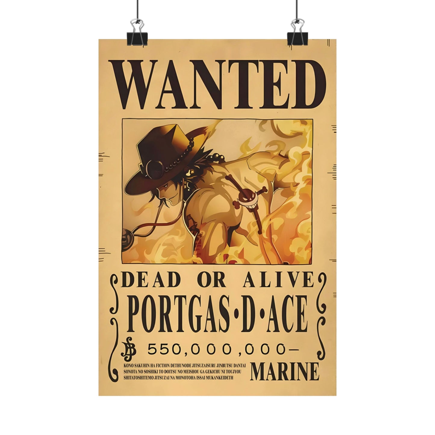 One Piece Portgas D. Ace Wanted Poster - Premium Matte Art Print