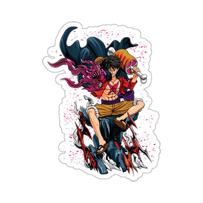 Luffy with Supreme Flame and Mace Kiss-Cut Sticker