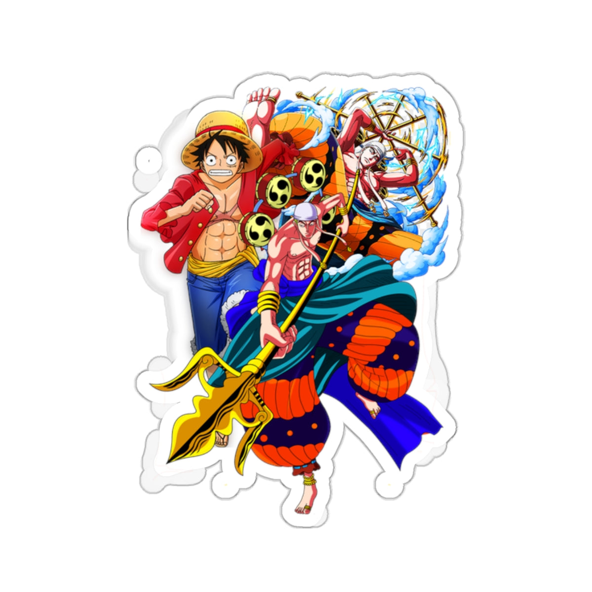 Luffy and Enel Vinyl Sticker – One Piece Showdown