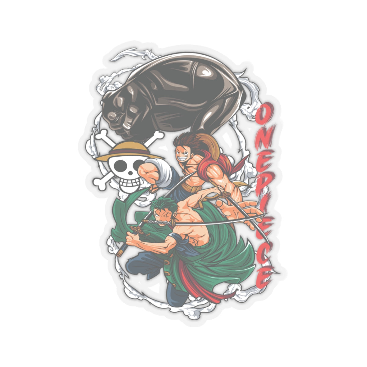 Luffy and Zoro Action Kiss-Cut Sticker – One Piece Dynamic Duo