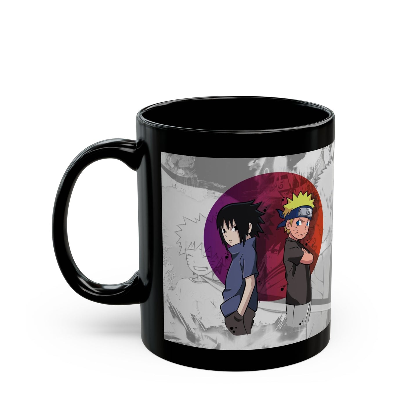 Naruto & Sasuke Black Ceramic Mug – Naruto Shippuden Duo Design