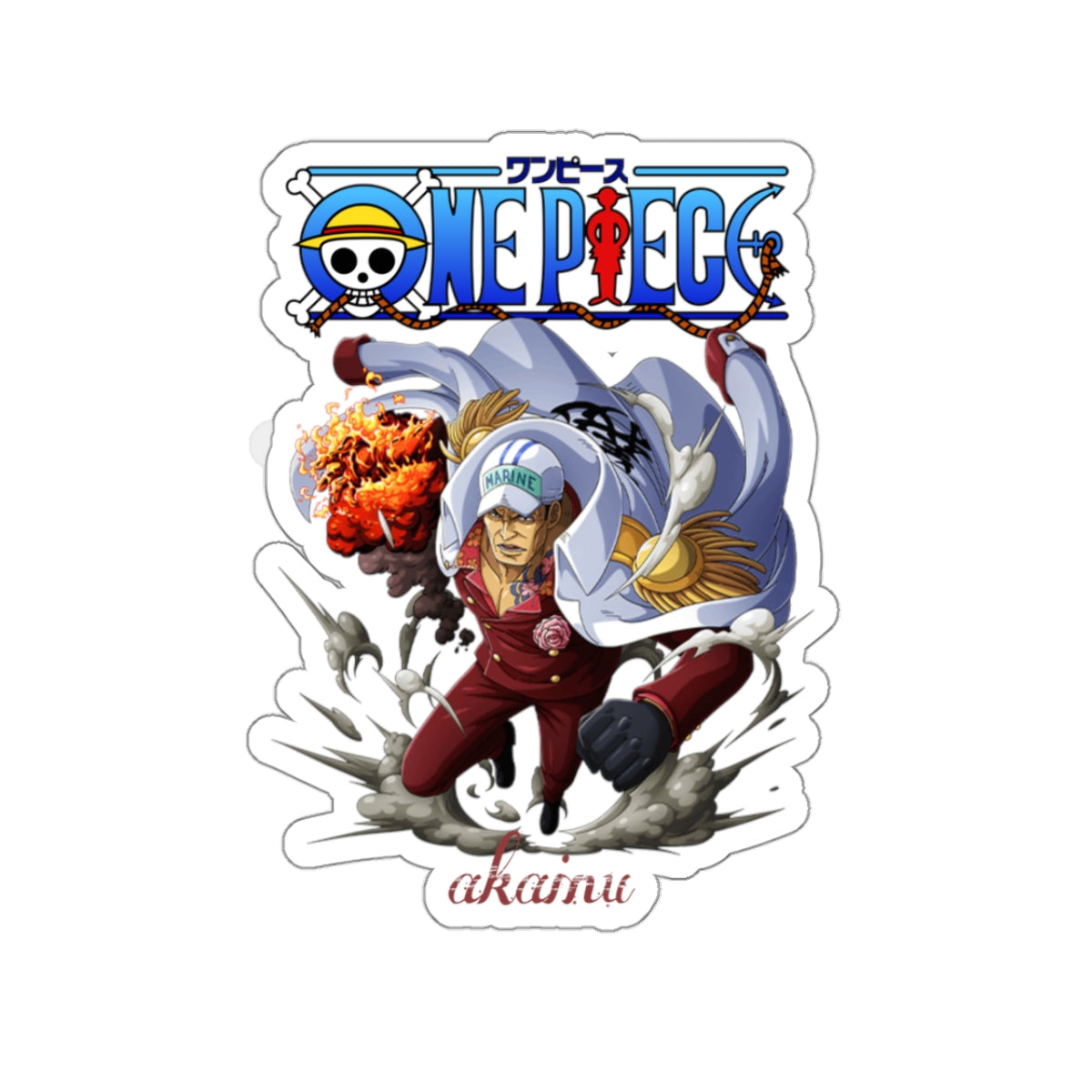 Akainu Sticker – Marine Admiral’s Fiery Justice