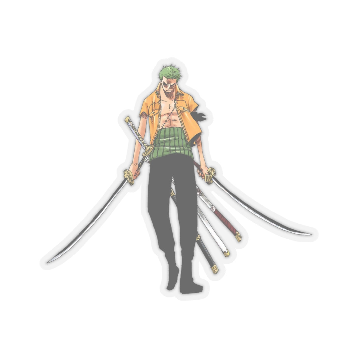 Unleash Zoro’s Three-Sword Style – Vinyl Sticker for True Warriors