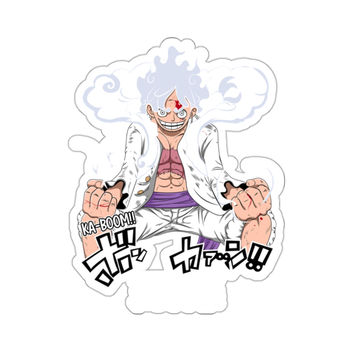 Luffy Gear 5 Ka-Boom Kiss-Cut Sticker – Epic One Piece Moment