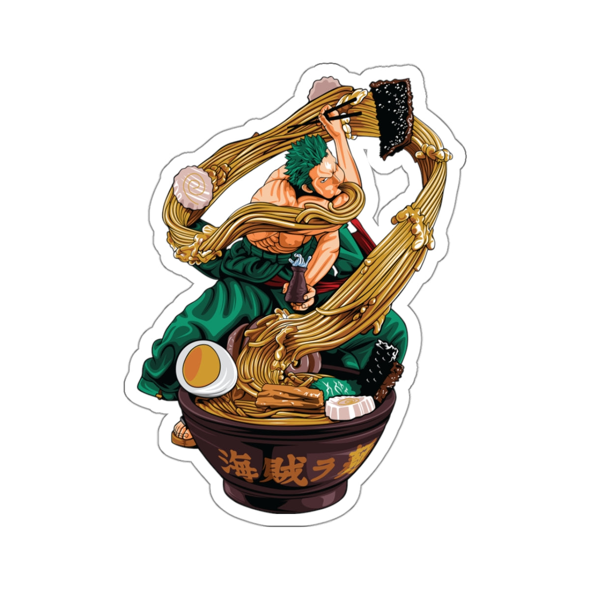 Roronoa Zoro Kiss-Cut Sticker – Pirate Ramen Warrior