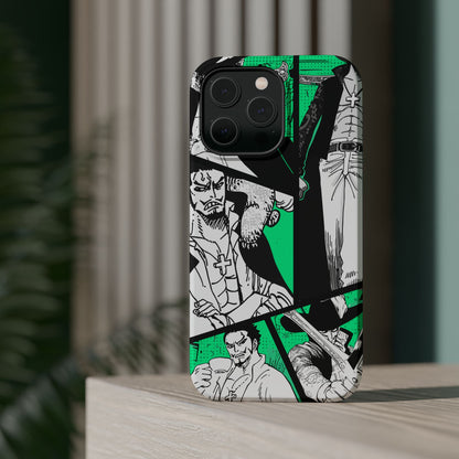 Dracule Mihawk Green Manga Tough Magnetic iPhone Case – Master Swordsman Design