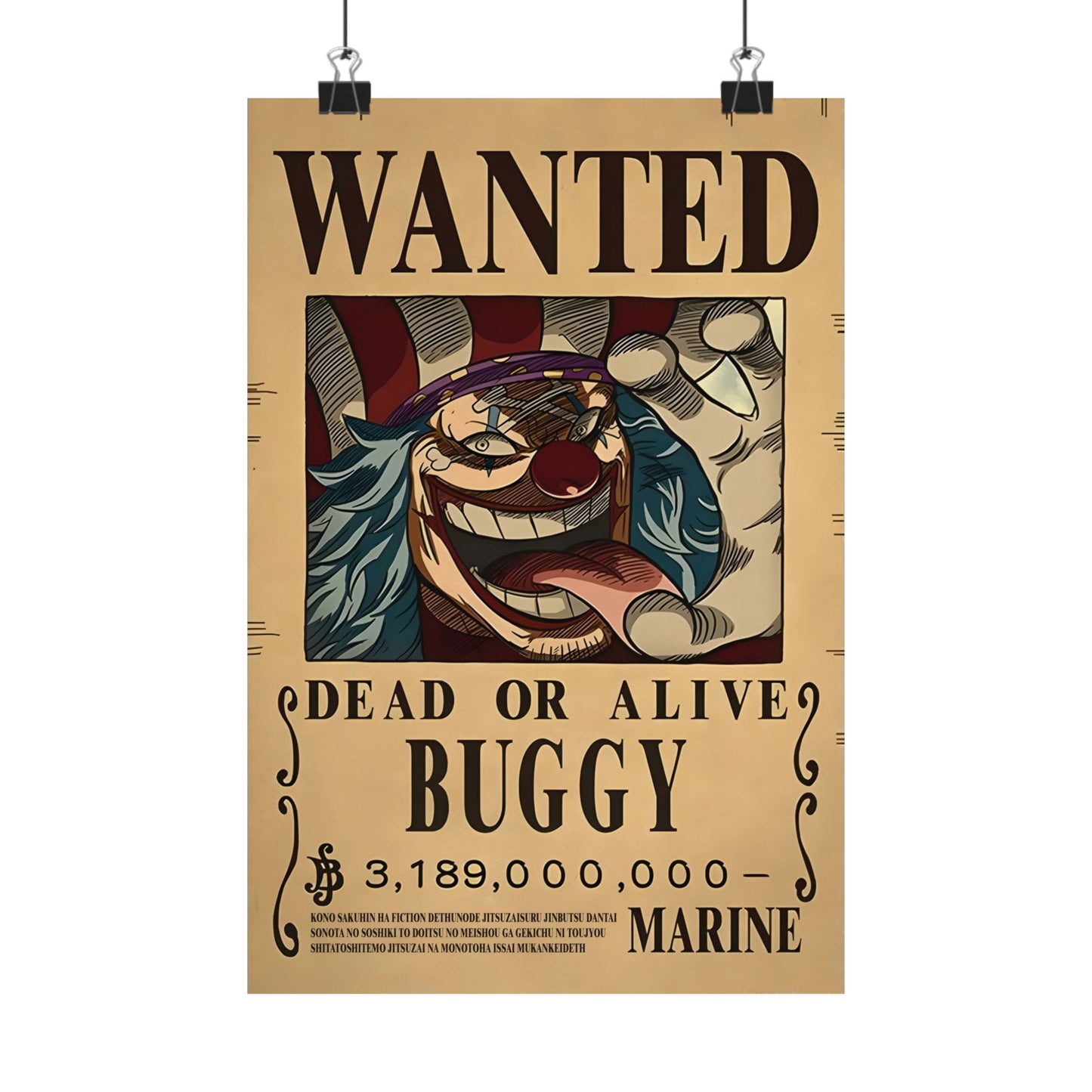 One Piece Buggy the Clown Wanted Poster - Premium Matte Art Print