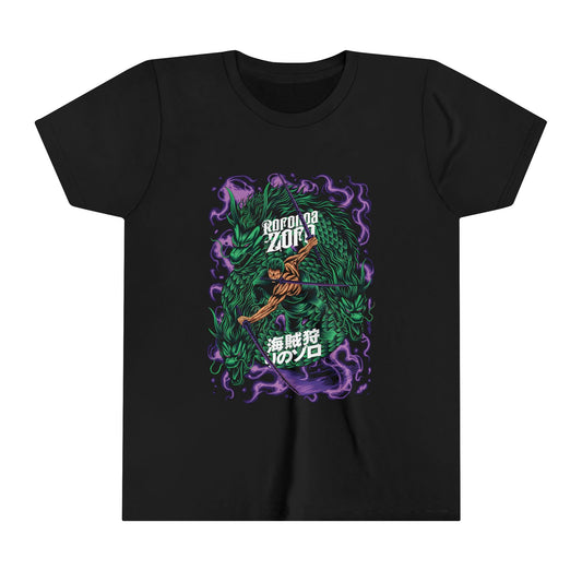 Roronoa Zoro with Dragon Kids Tee – One Piece Pirate Hunter Design