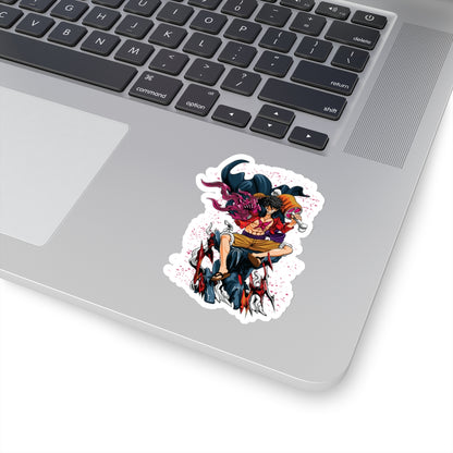 Luffy with Supreme Flame and Mace Kiss-Cut Sticker