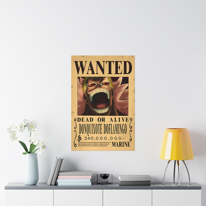 One Piece Donquixote Doflamingo Wanted Poster - Premium Matte Art Print