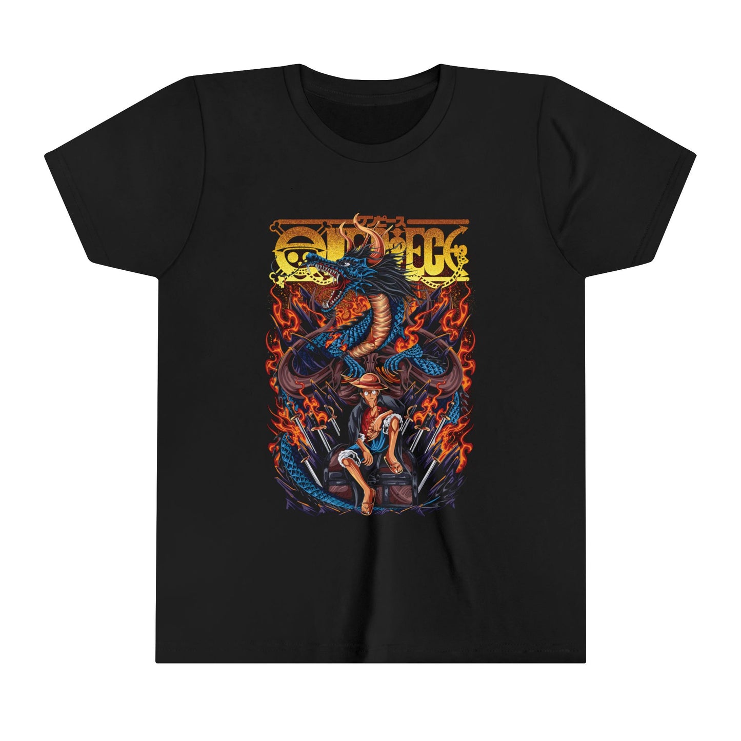 Luffy with Kaido Dragon Kids Tee – One Piece Pirate King Design