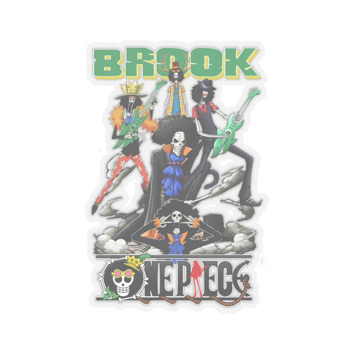 Brook One Piece Kiss-Cut Sticker - Premium Vinyl for Anime Fans