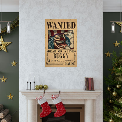 One Piece Buggy the Clown Wanted Poster - Premium Matte Art Print