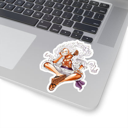 Monkey D. Luffy Gear 5 Mode Kiss-Cut Sticker – Iconic Sitting Pose